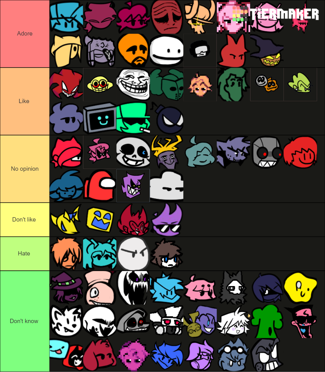 FNF Characters + Mods Tier List (Community Rankings) - TierMaker
