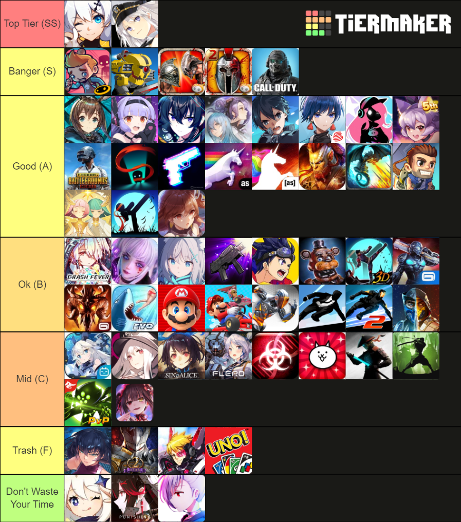 Mobile Games Tier List (Community Rankings) - TierMaker