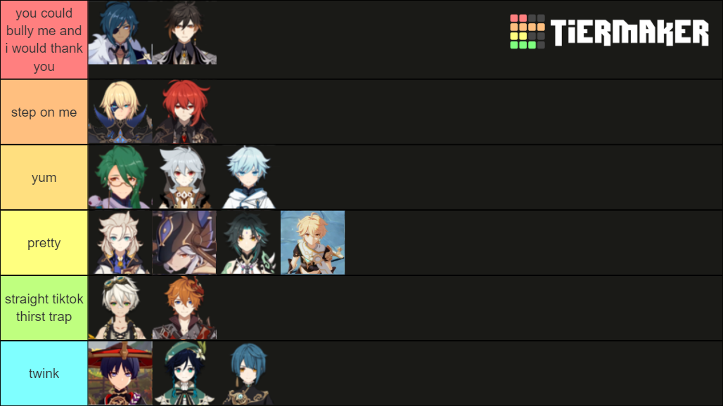 Genshin Impact Husbandos Tier List (Community Rankings) - TierMaker