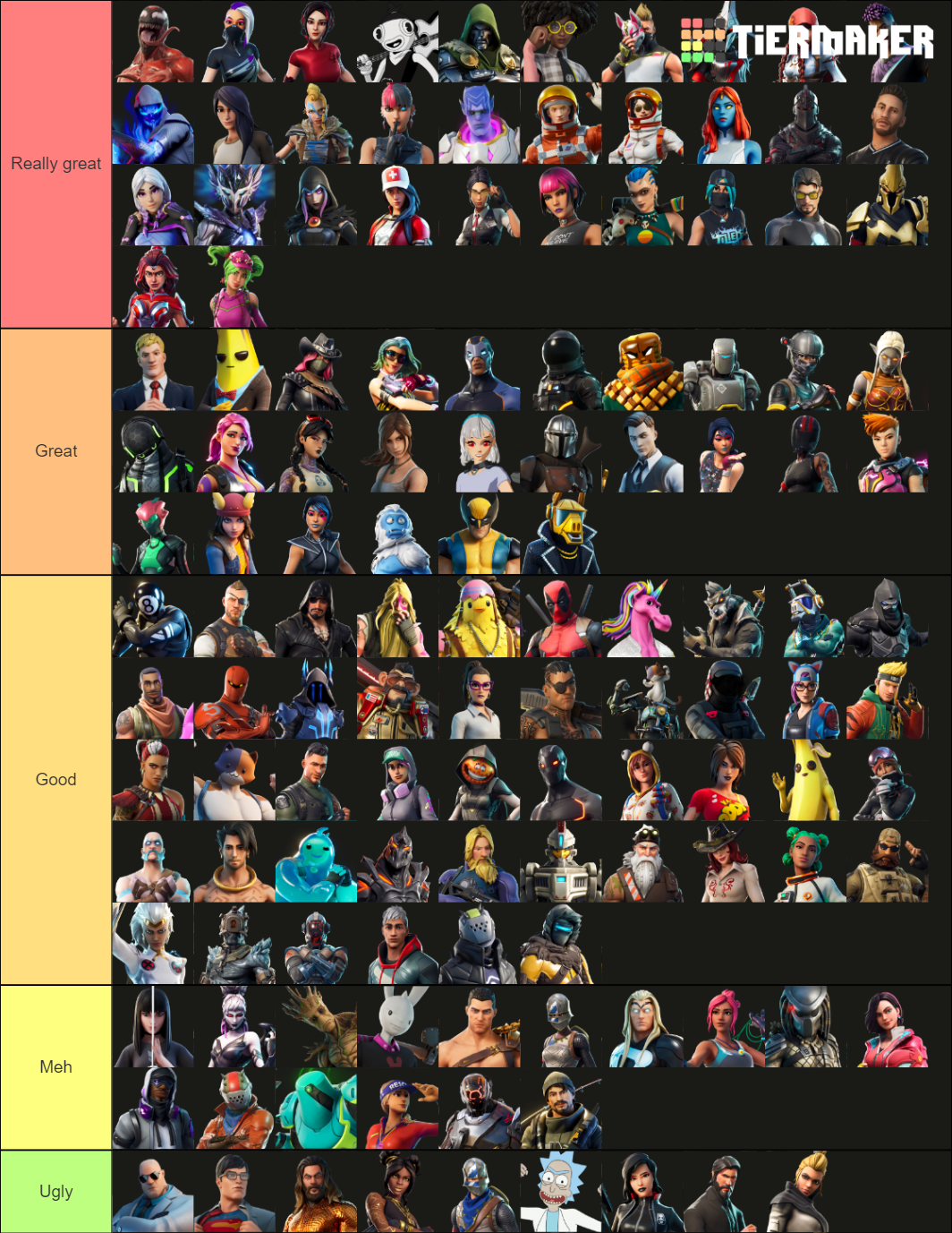 Fortnite Battle Pass skins until Season 8 Tier List (Community Rankings ...