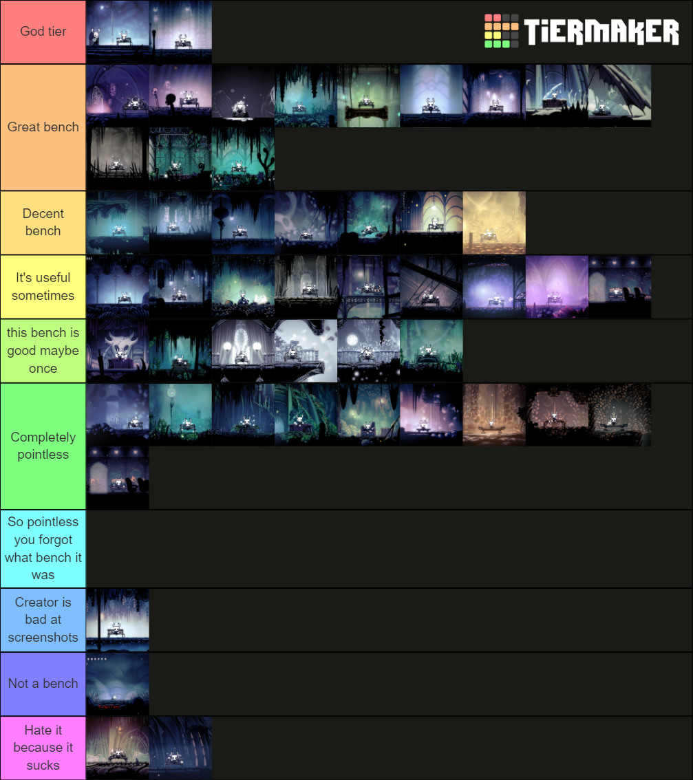 Hollow Knight Benches Tierlist Tier List Rankings) TierMaker