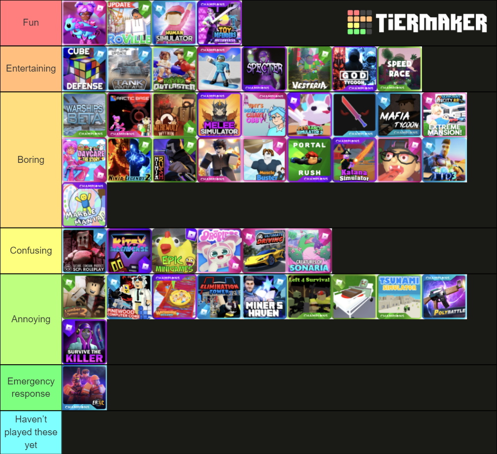 Roblox metaverse - week one Tier List (Community Rankings) - TierMaker