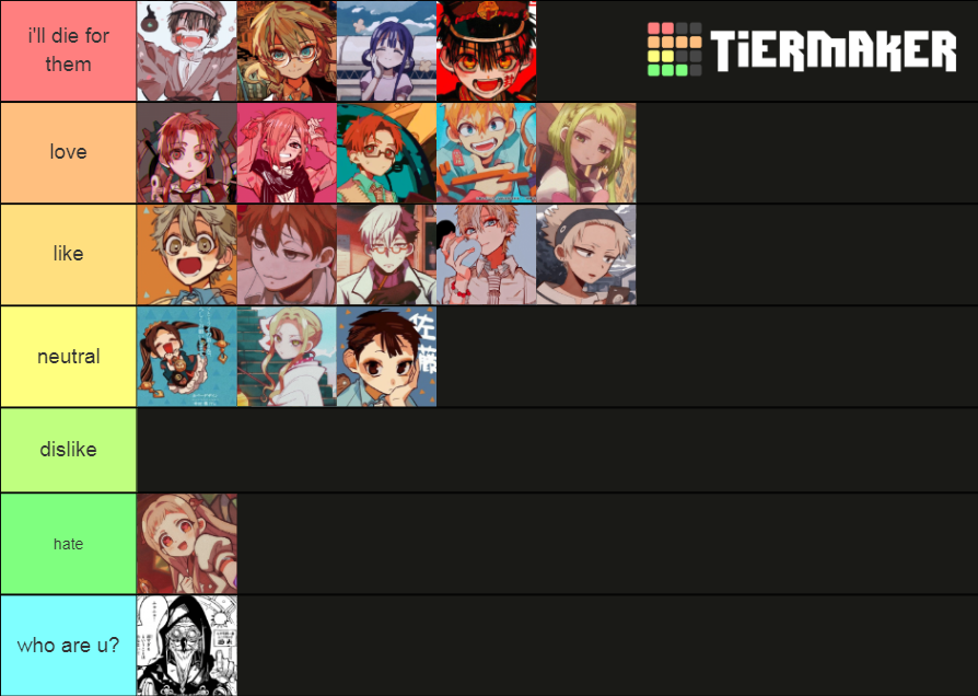 all tbhk characters Tier List Rankings) TierMaker