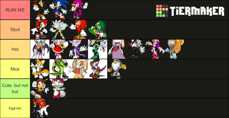 Hottest Sonic Characters Tier List Community Rankings Tiermaker