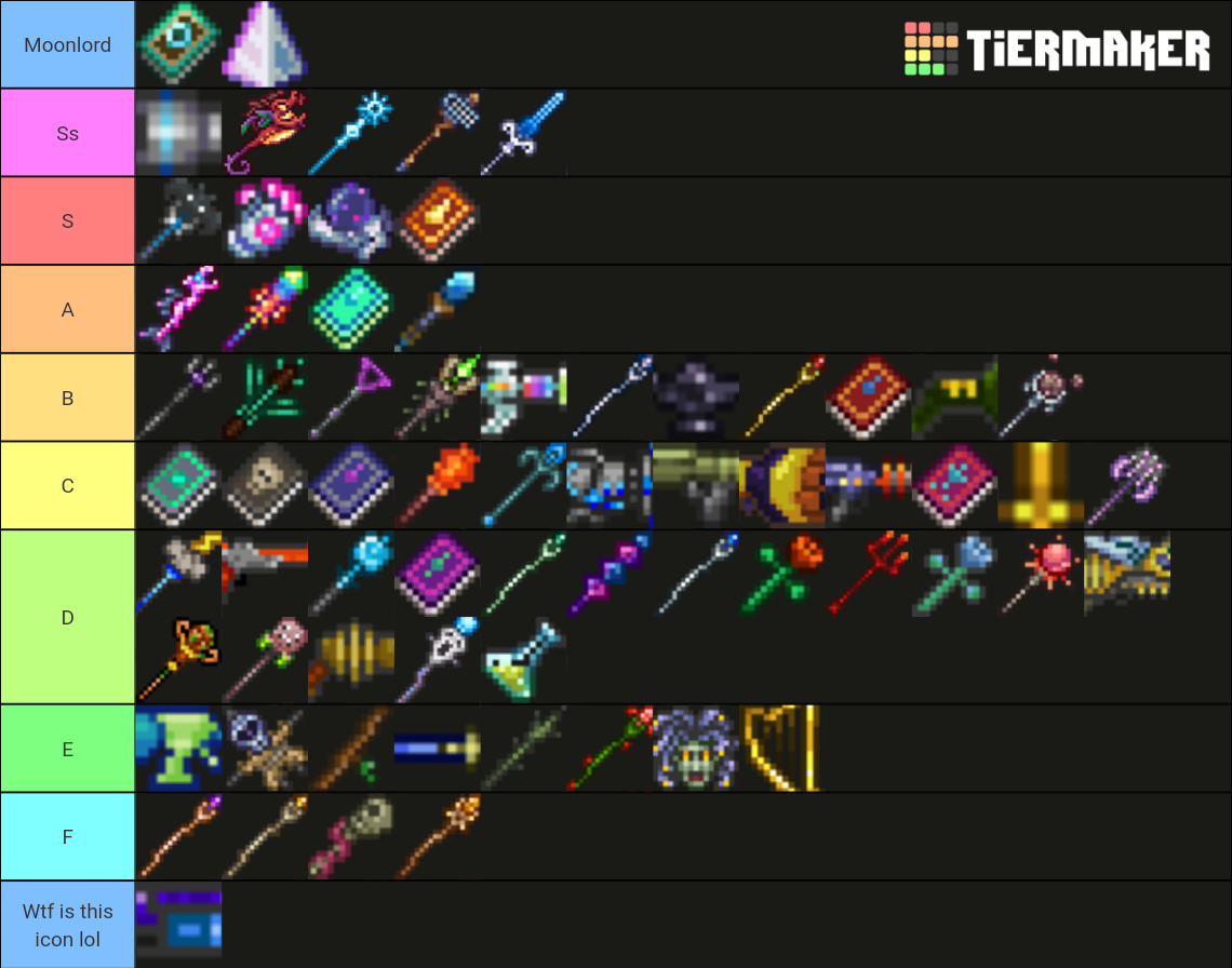 Terraria - Magic Weapons Tier List (Community Rankings) - TierMaker