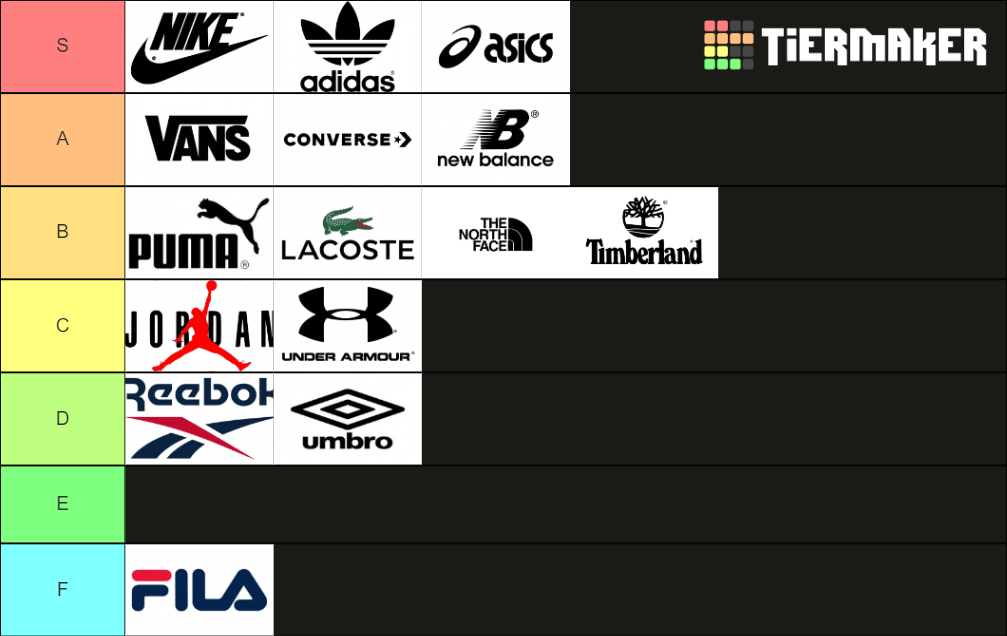 JD Sports Brands Tier List Rankings) TierMaker