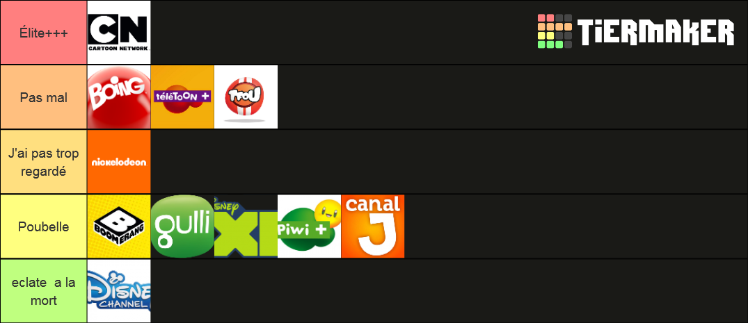 Chaînes de dessins animé Tier List (Community Rankings) - TierMaker