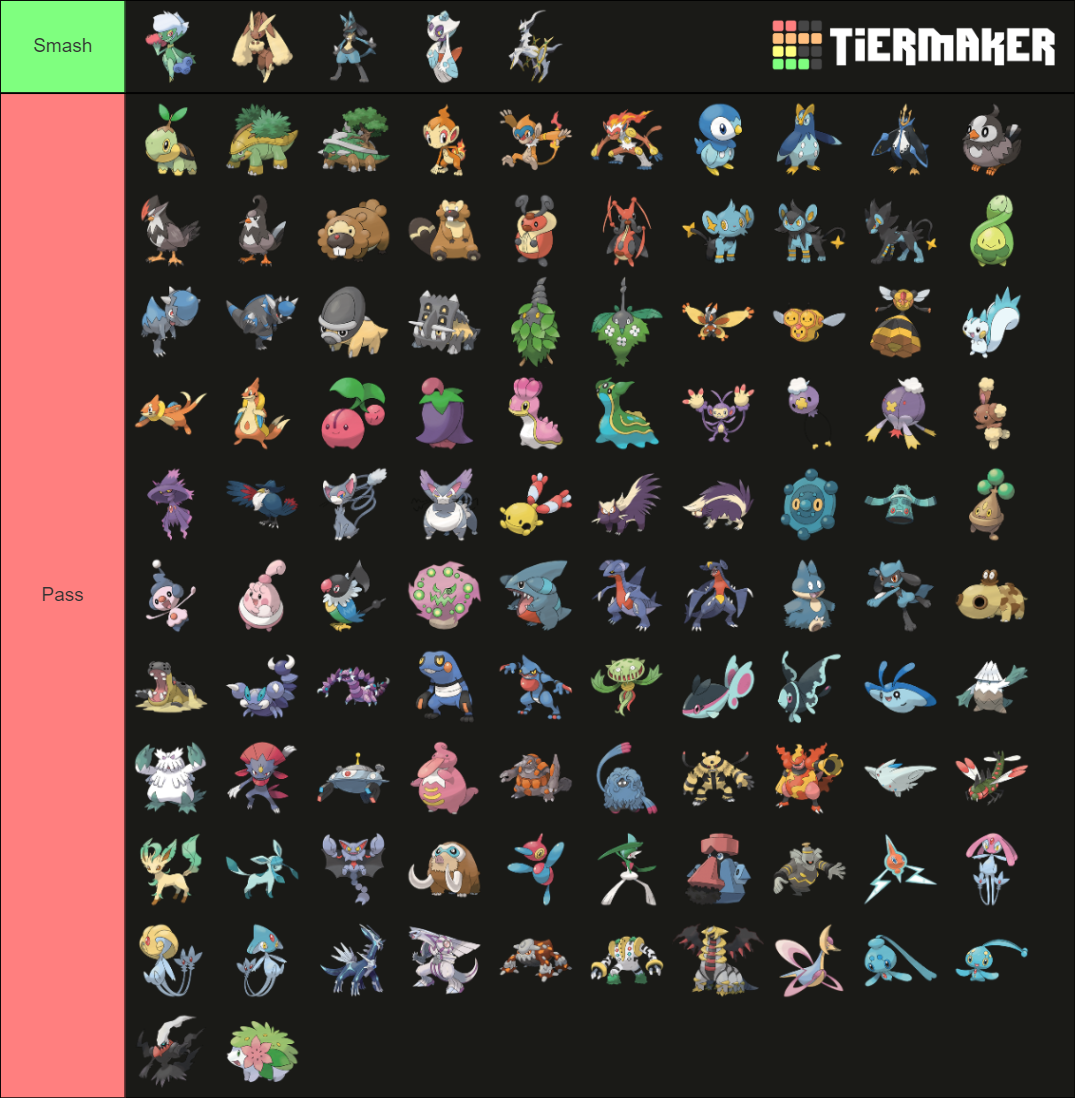 Smash or Pass (Pokemon Gen 4) Tier List Rankings) TierMaker