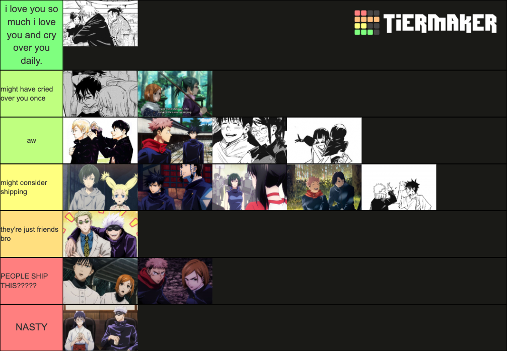jujutsu kaisen ship Tier List Rankings) TierMaker