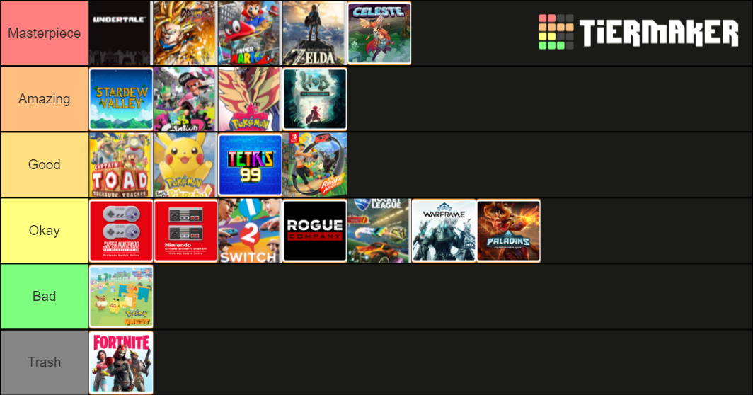 Nintendo Switch games Tier List Rankings) TierMaker