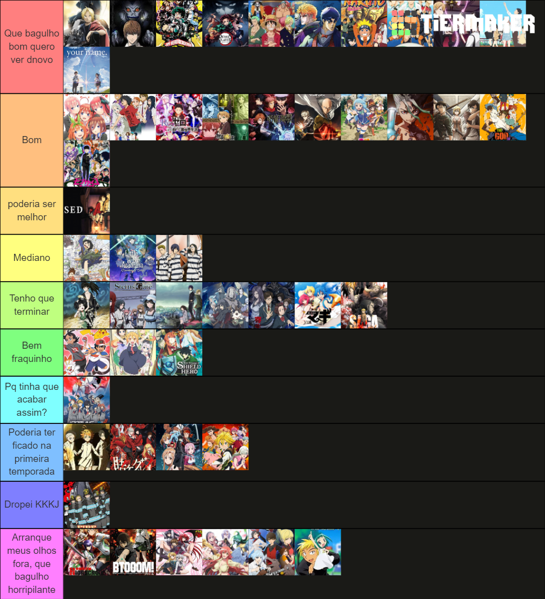 Top 50 animes definitivo Tier List Rankings) TierMaker