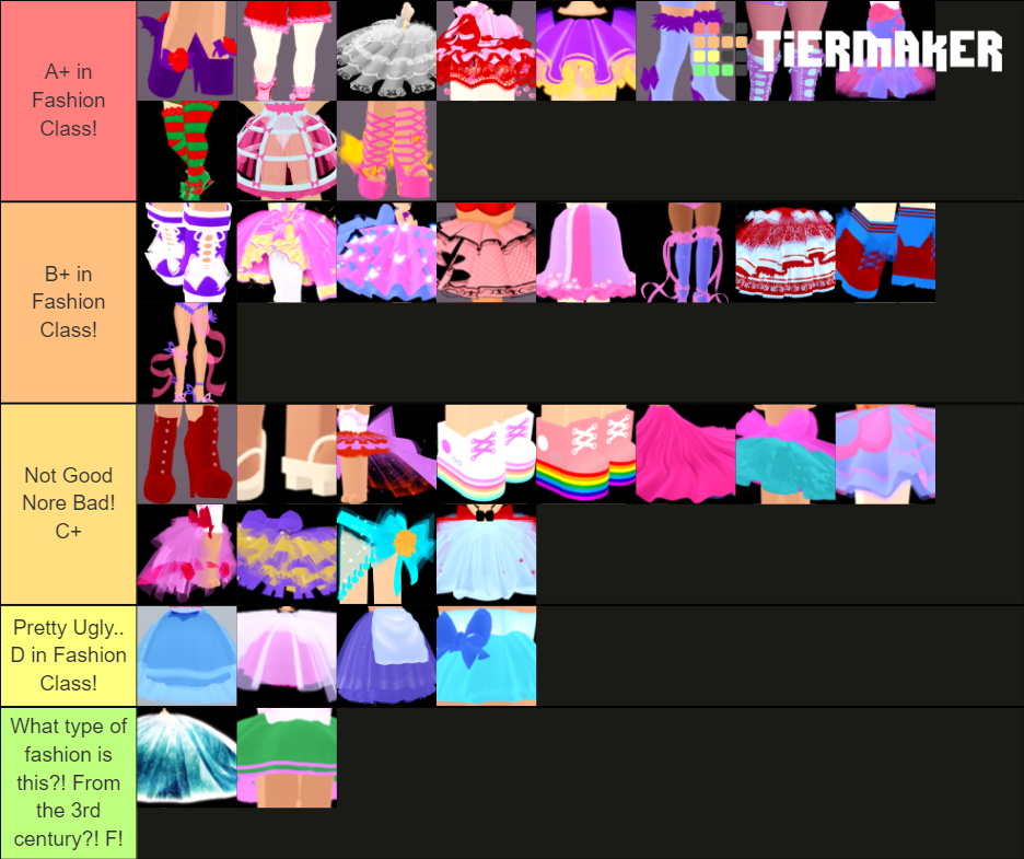 Roblox Royale High: Shoes and Skirts! Tier List (Community Rankings ...
