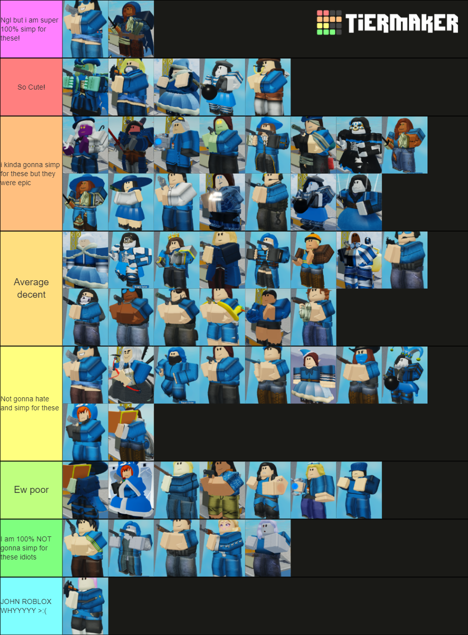 Roblox Arsenal All female Skins Tier List (Community Rankings) - TierMaker