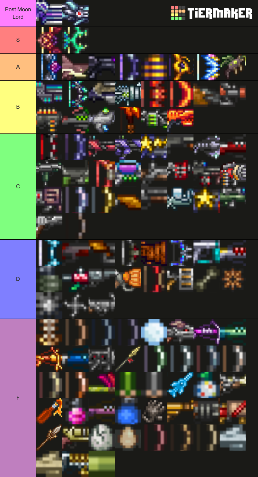 EVERY Terraria ranged weapon Tier List (Community Rankings) - TierMaker