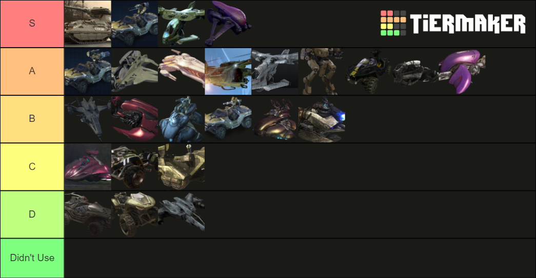 Halo Main Vehicles Tier List Rankings) TierMaker