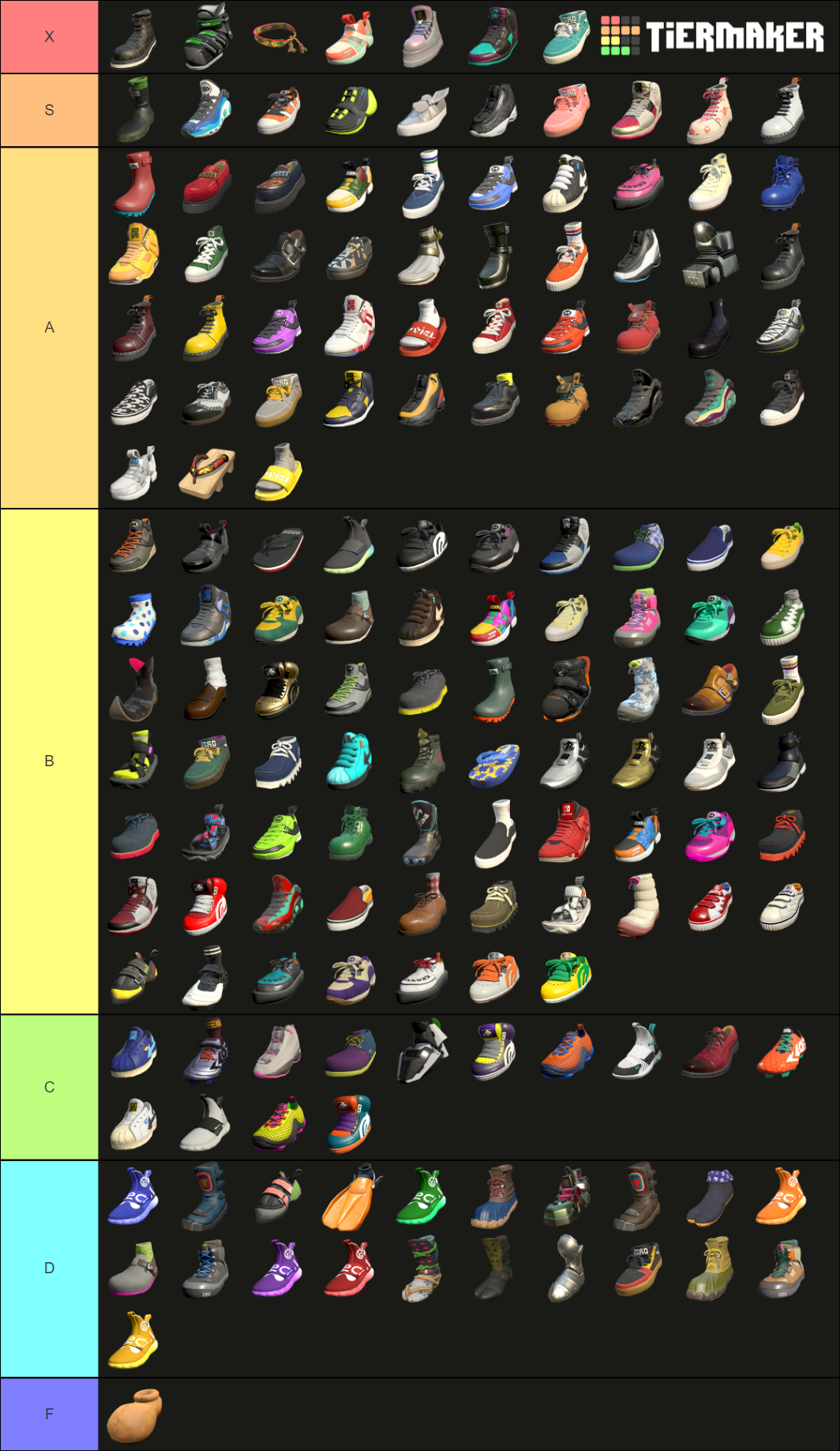 Splatoon 2 Shoes Tier List (Community Rankings) - TierMaker
