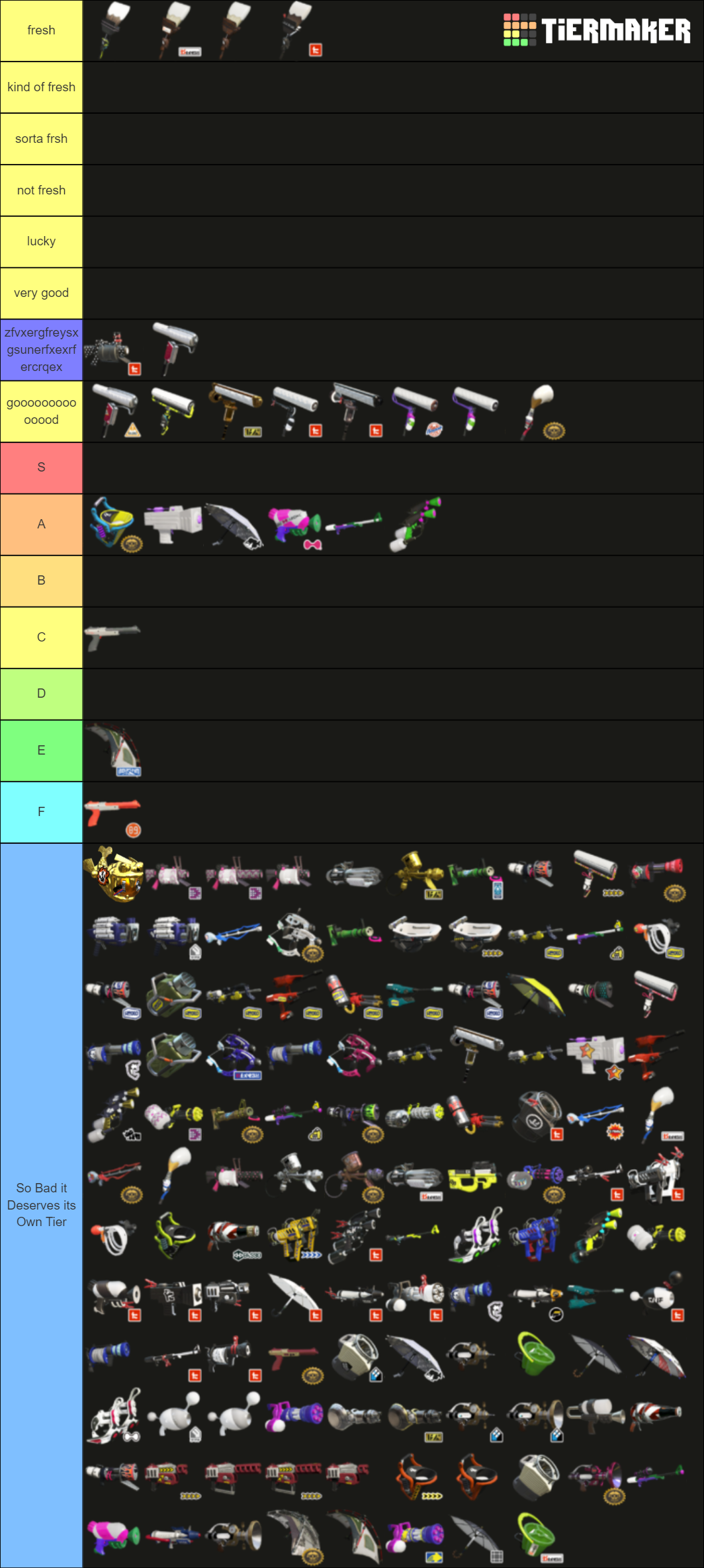 Splatoon 2 Weapons Tier List (Community Rankings) - TierMaker