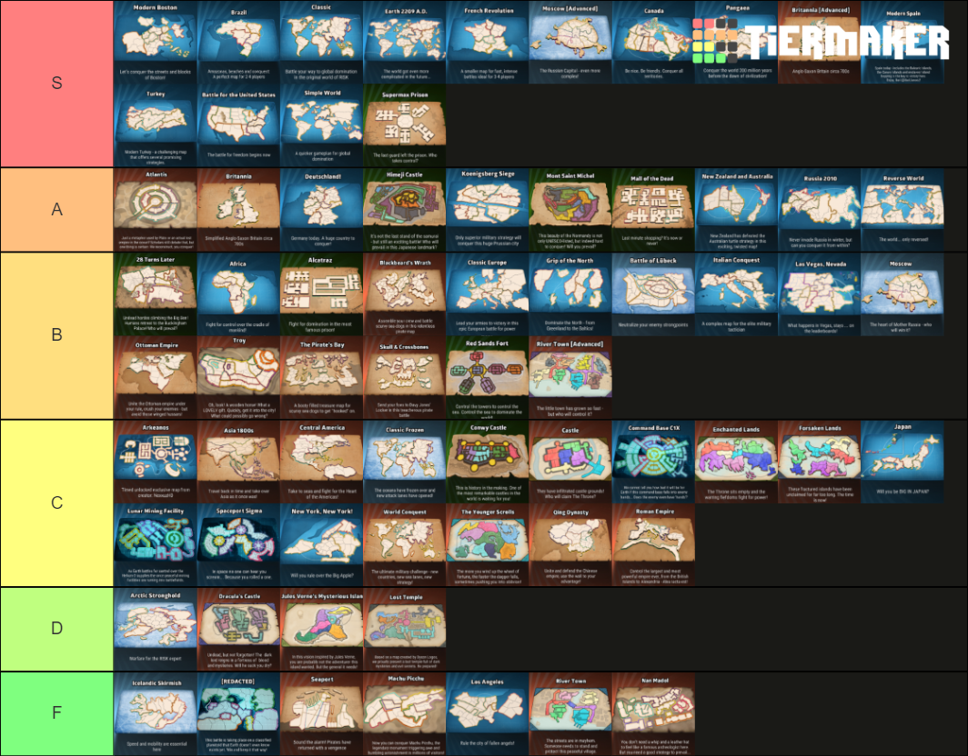 Risk Maps Tier List (Community Rankings) - TierMaker