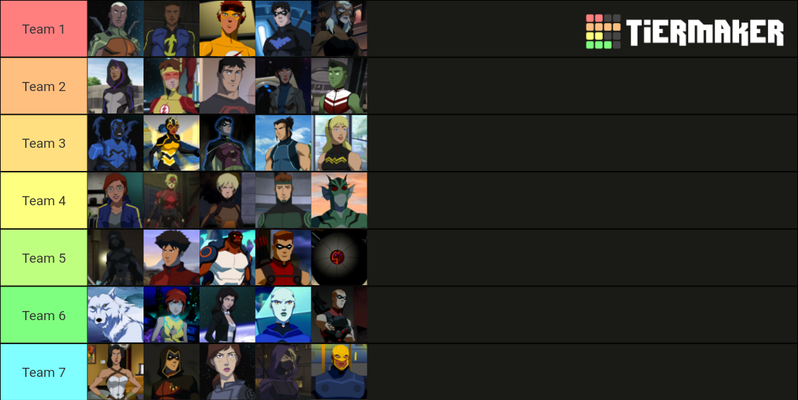 Build a Team of 5 from Young Justice Tier List Rankings