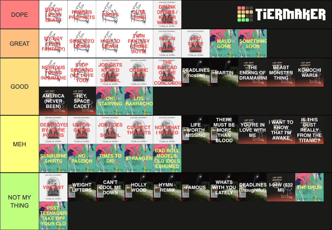 car seat headrest songs Tier List Rankings) TierMaker
