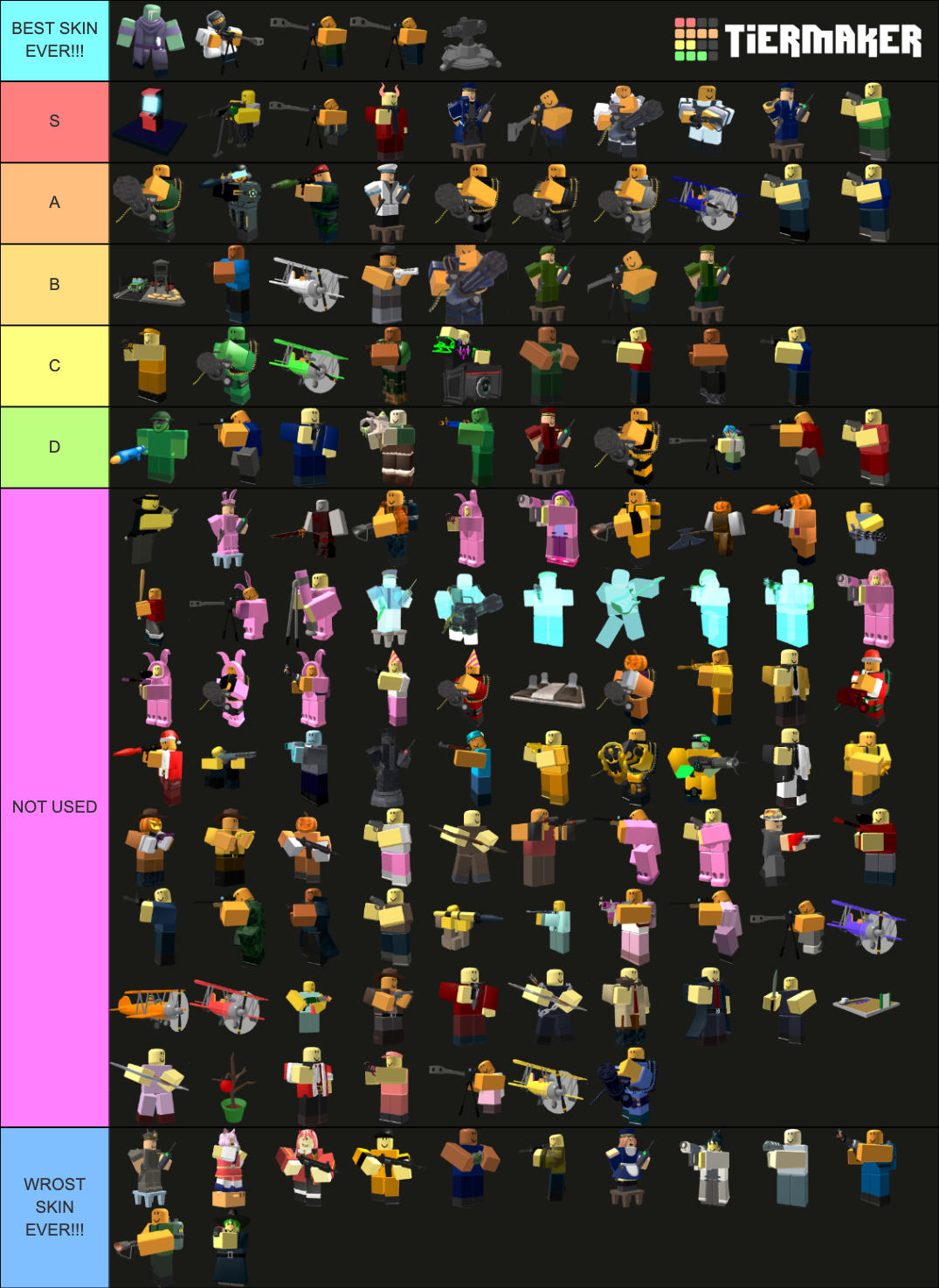 Tower Defense Simulator Skins Tier List (Community Rankings) - TierMaker