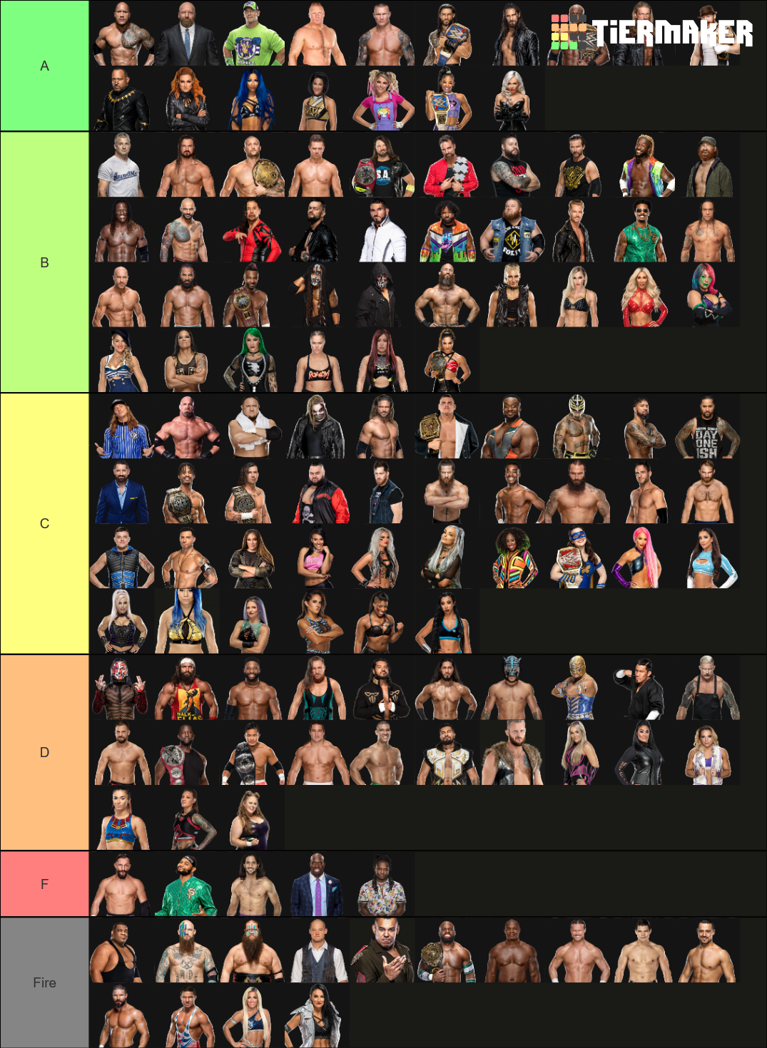 WWE Roster July 2021 Tier List Rankings) TierMaker