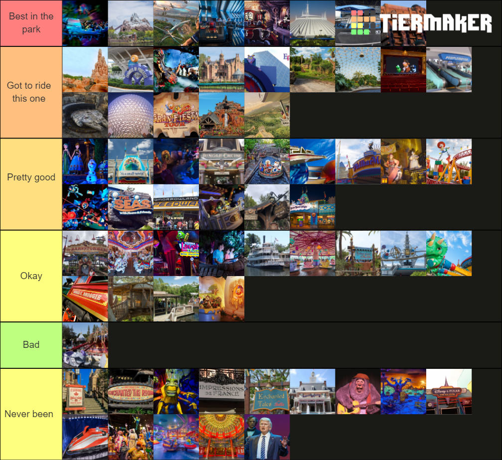 Disney World Ride Tier List Rankings) TierMaker