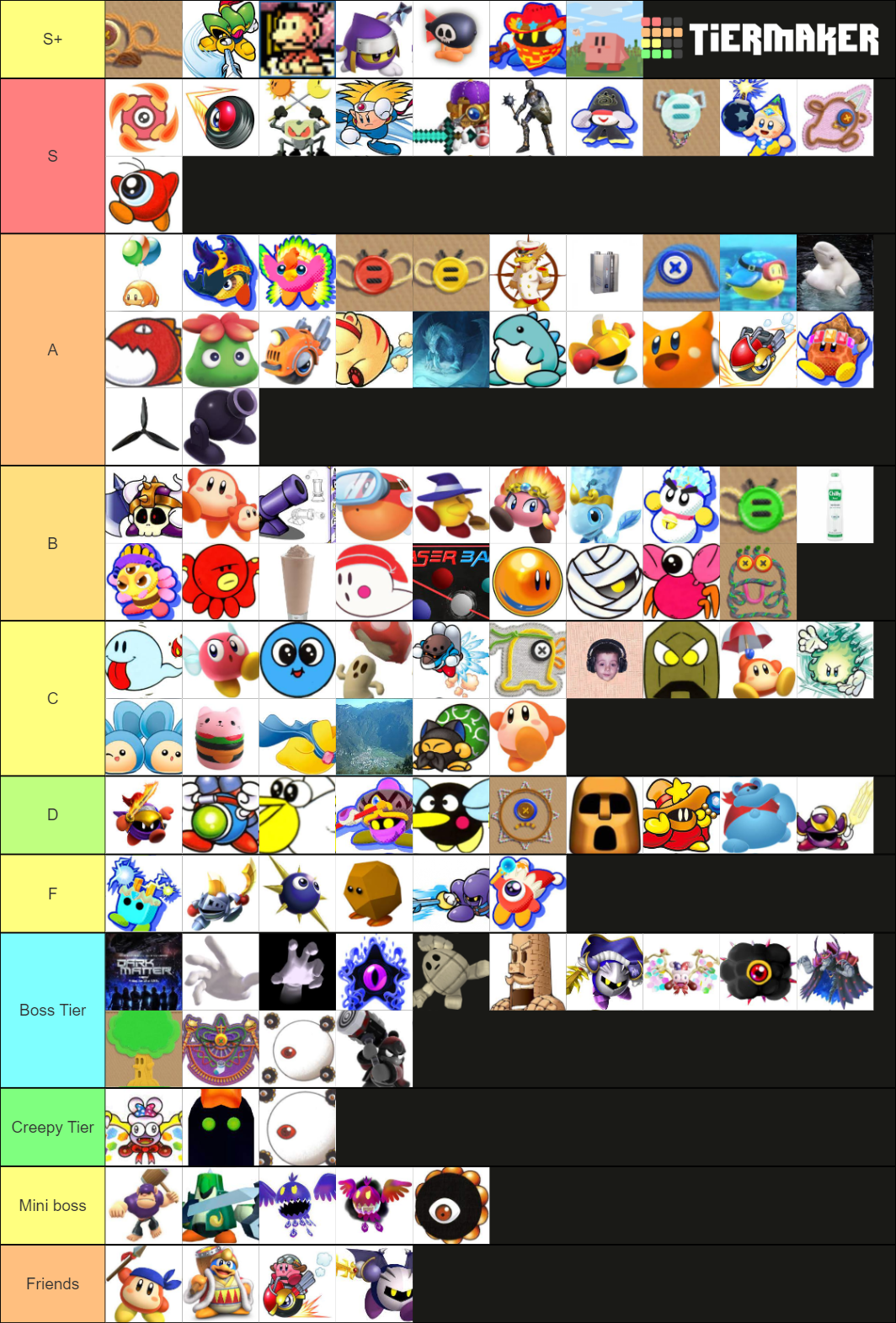Kirby enemy Tier List Rankings) TierMaker