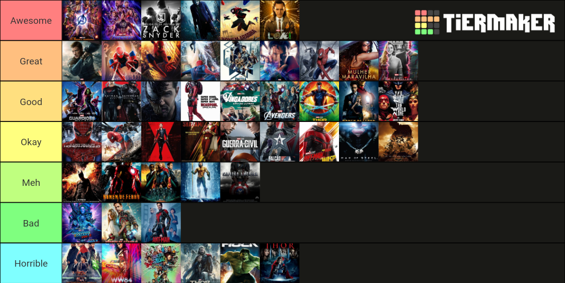 Marvel and dc movies Tier List (Community Rankings) - TierMaker