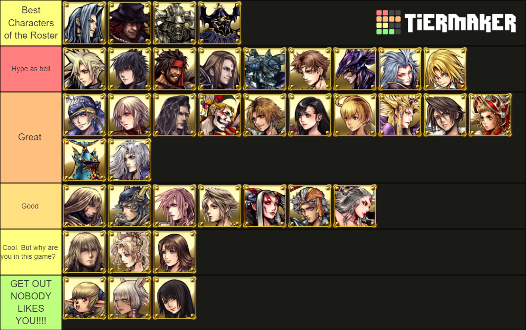 DISSIDIA FINAL FANTASY NT Tier List Rankings) TierMaker