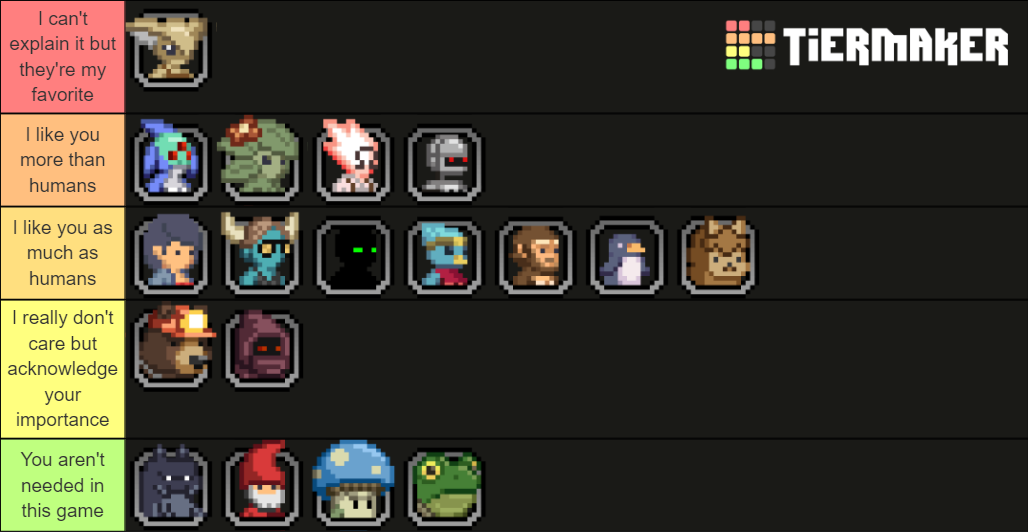 Starbound Playable & NonPlayable Races (Vanilla Only) Tier List