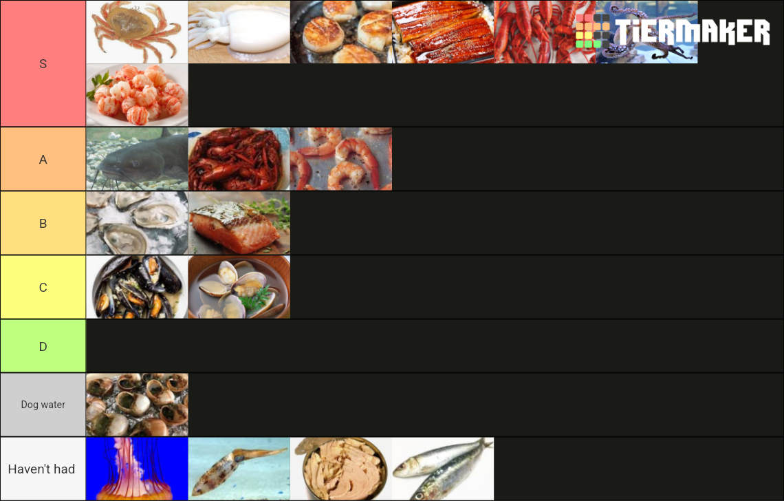 Seafood Tier List Rankings) TierMaker