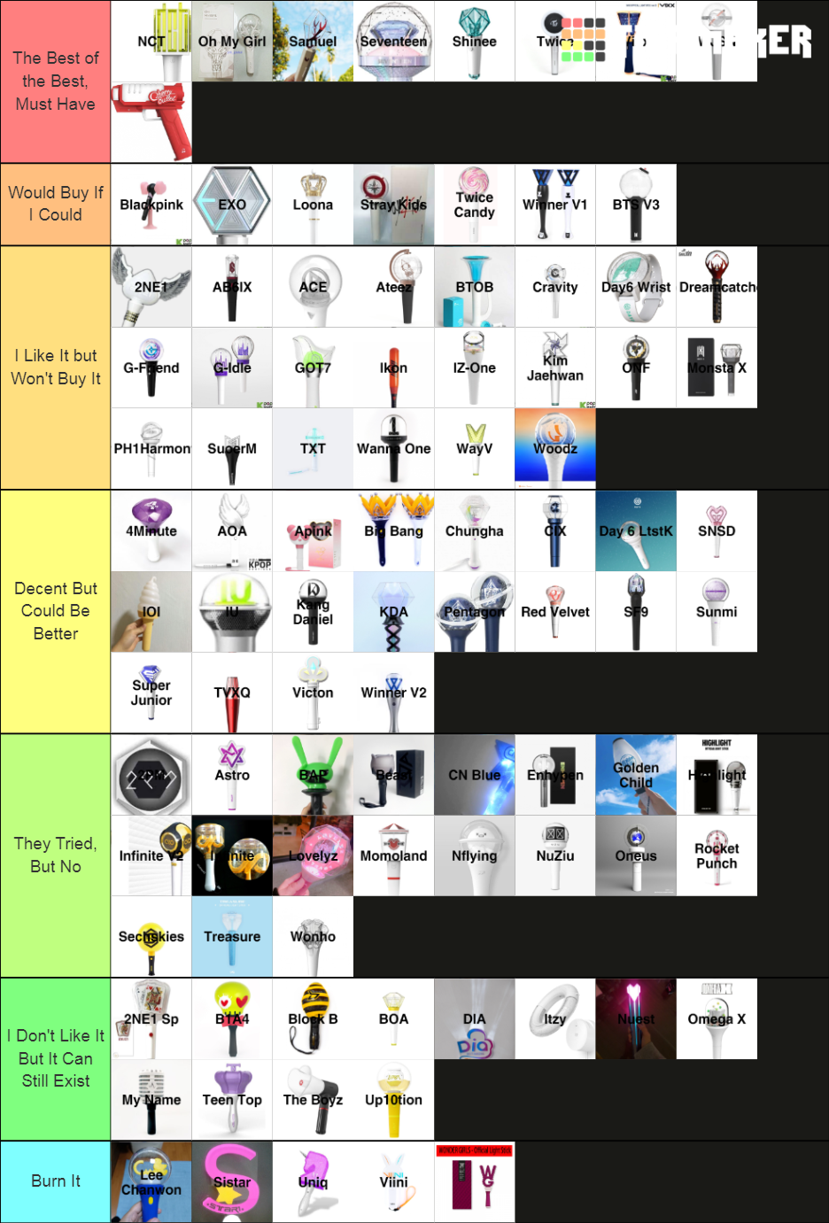 Kpop Lightstick Tier List Rankings) TierMaker