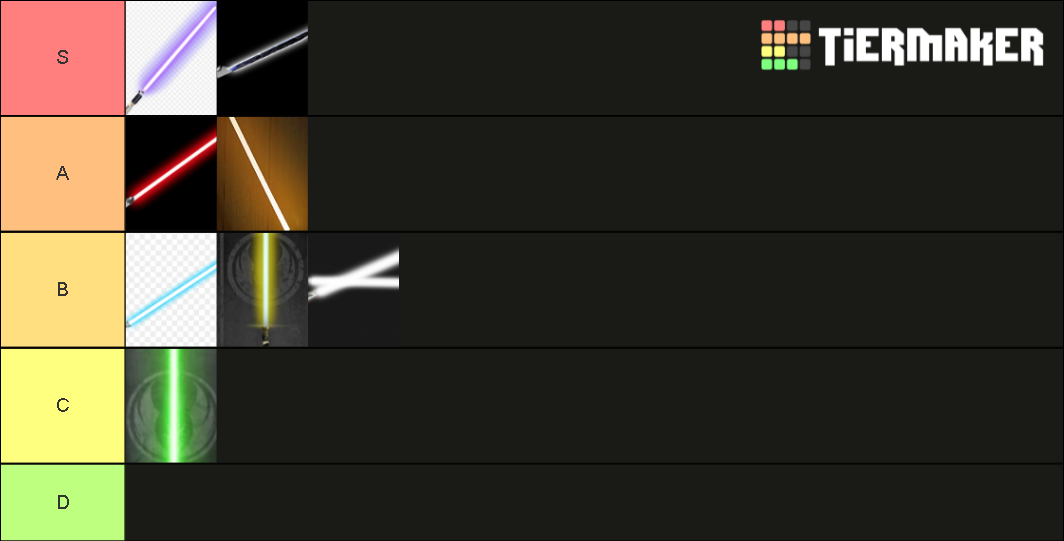 Lightsaber Colors Tier List Rankings) TierMaker