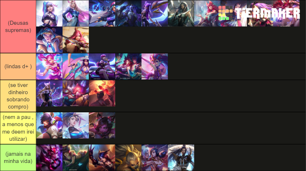 Top skin League of legends Tier List Rankings) TierMaker