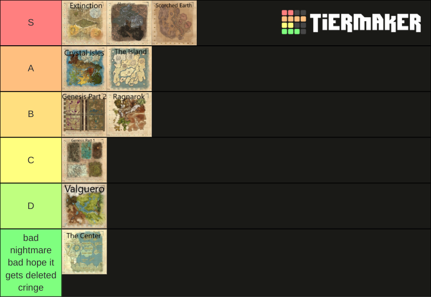 Ark: Survival Evolved Maps Tier List (Community Rankings) - TierMaker