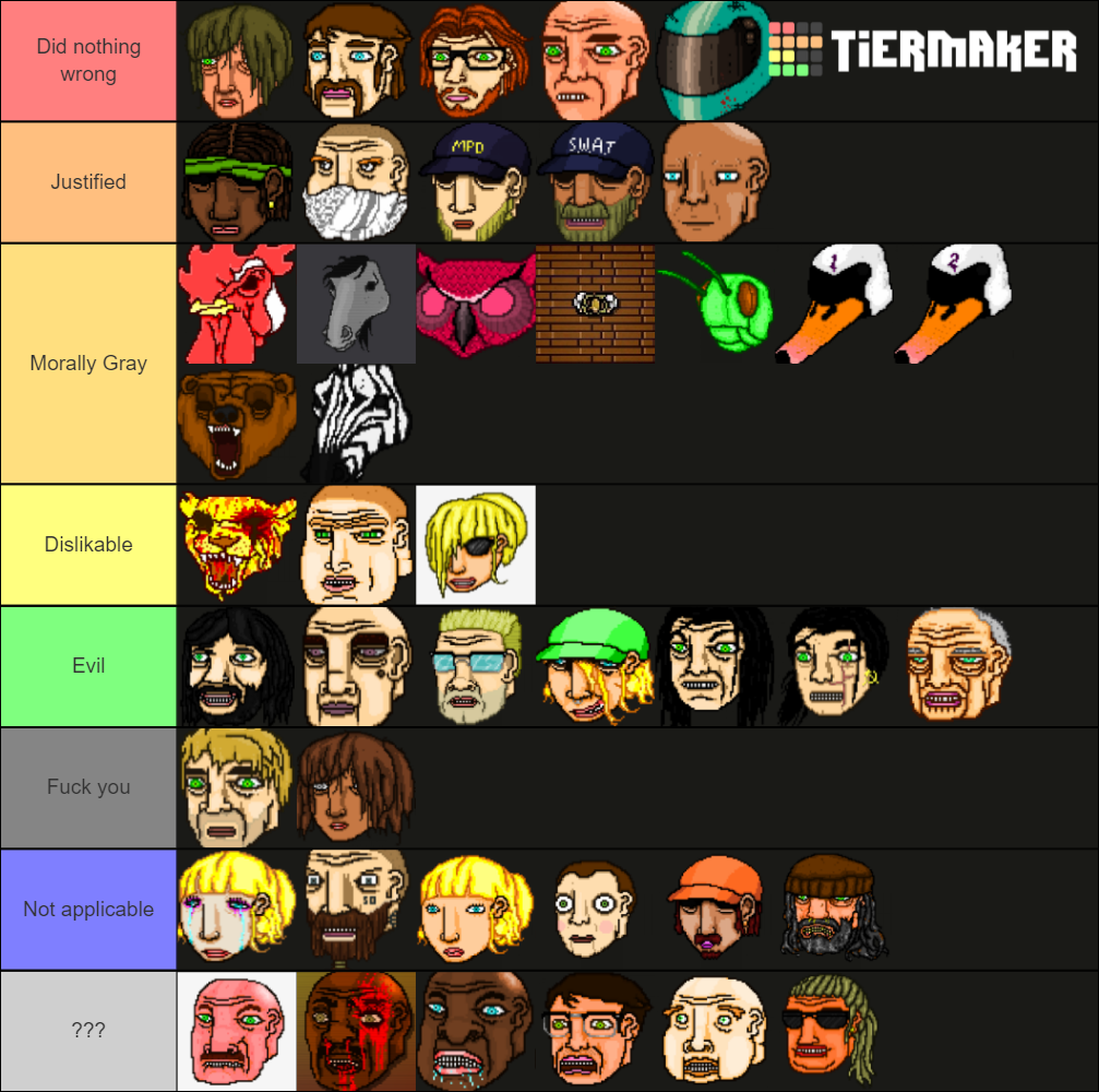 Hotline Miami Characters Tier List Rankings) TierMaker