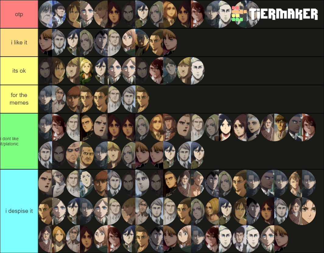 aot ship rank Tier List Rankings) TierMaker