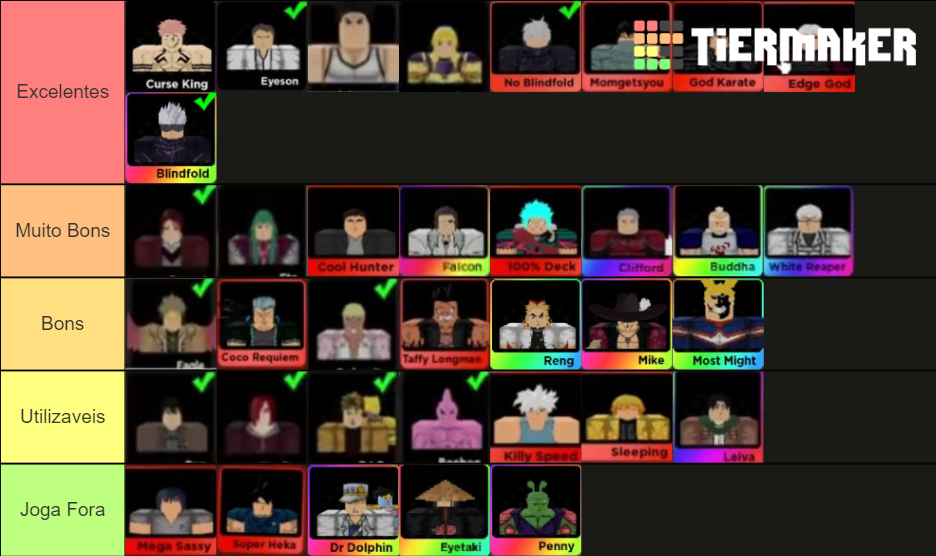tier list mythical anime fighters