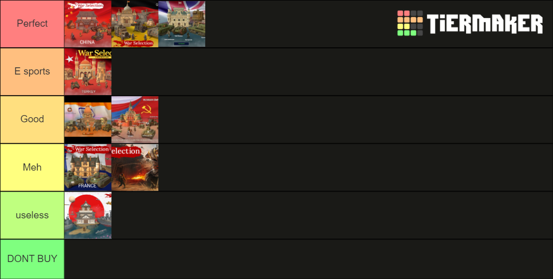 War selection Tier List (Community Rankings) - TierMaker