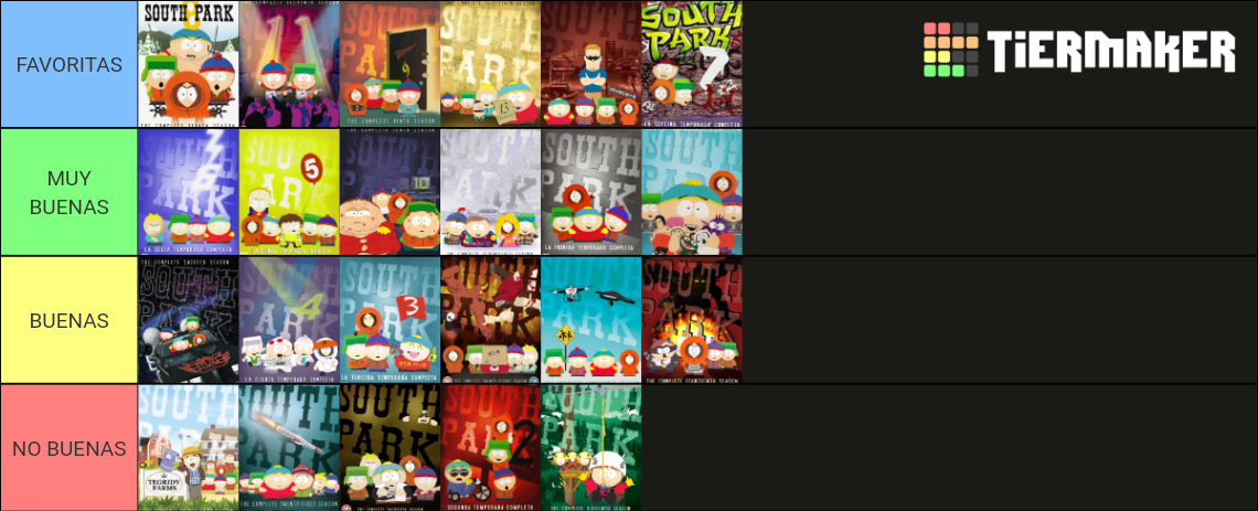 Seasons south park 1-23 Tier List (Community Rankings) - TierMaker