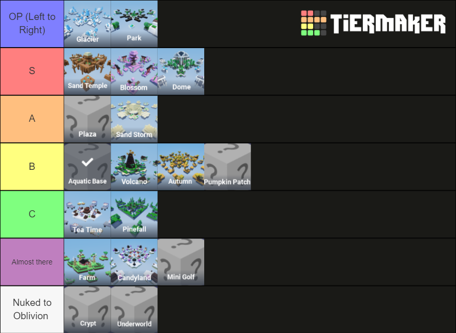 Roblox Bedwars Maps 10/24/2021 Tier List (Community Rankings) - TierMaker