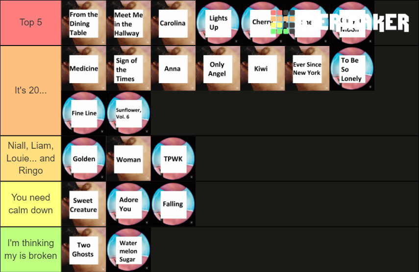 All Songs of Harry Styles Tier List Rankings) TierMaker