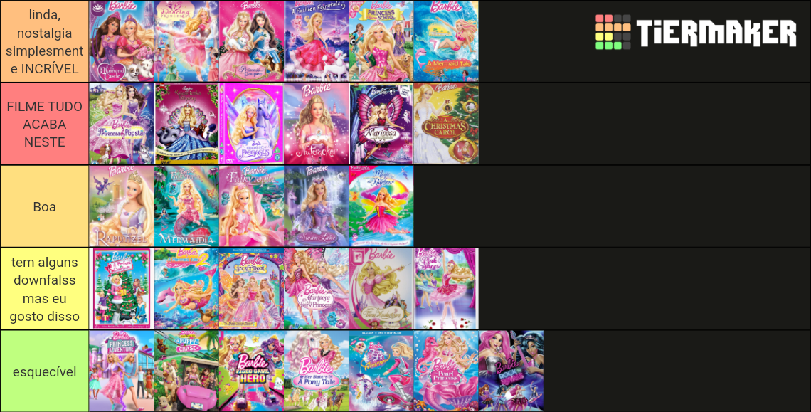 Barbie Movies Ranked Tier List (Community Rankings) - TierMaker