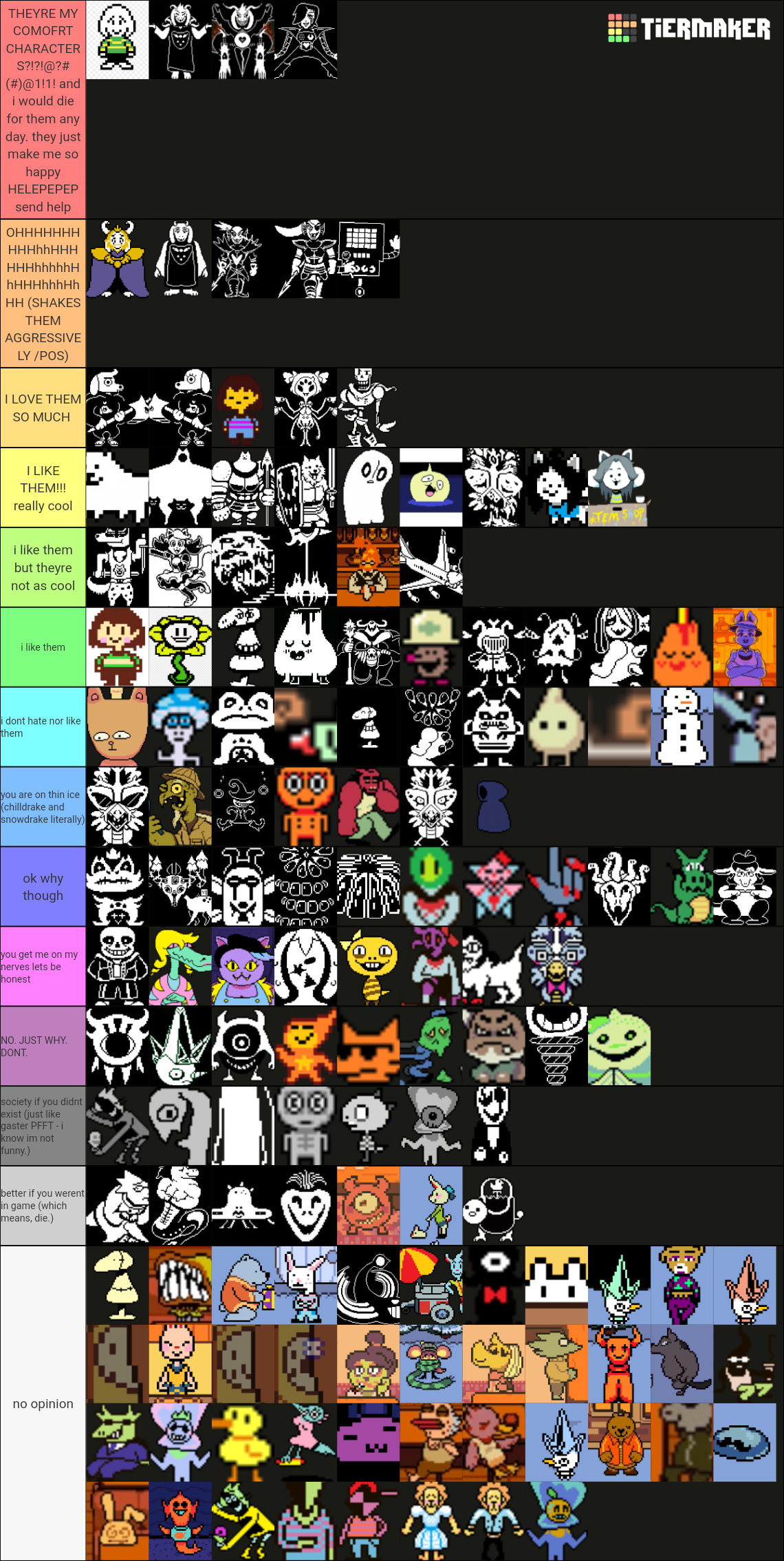 All Undertale Characters Tier List (Community Rankings) - TierMaker