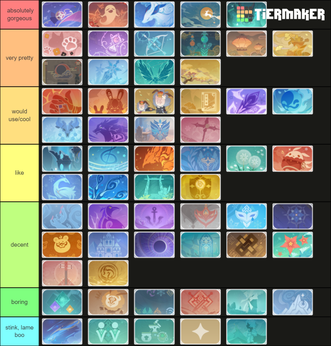 Genshin Impact name cards! Tier List (Community Rankings) - TierMaker