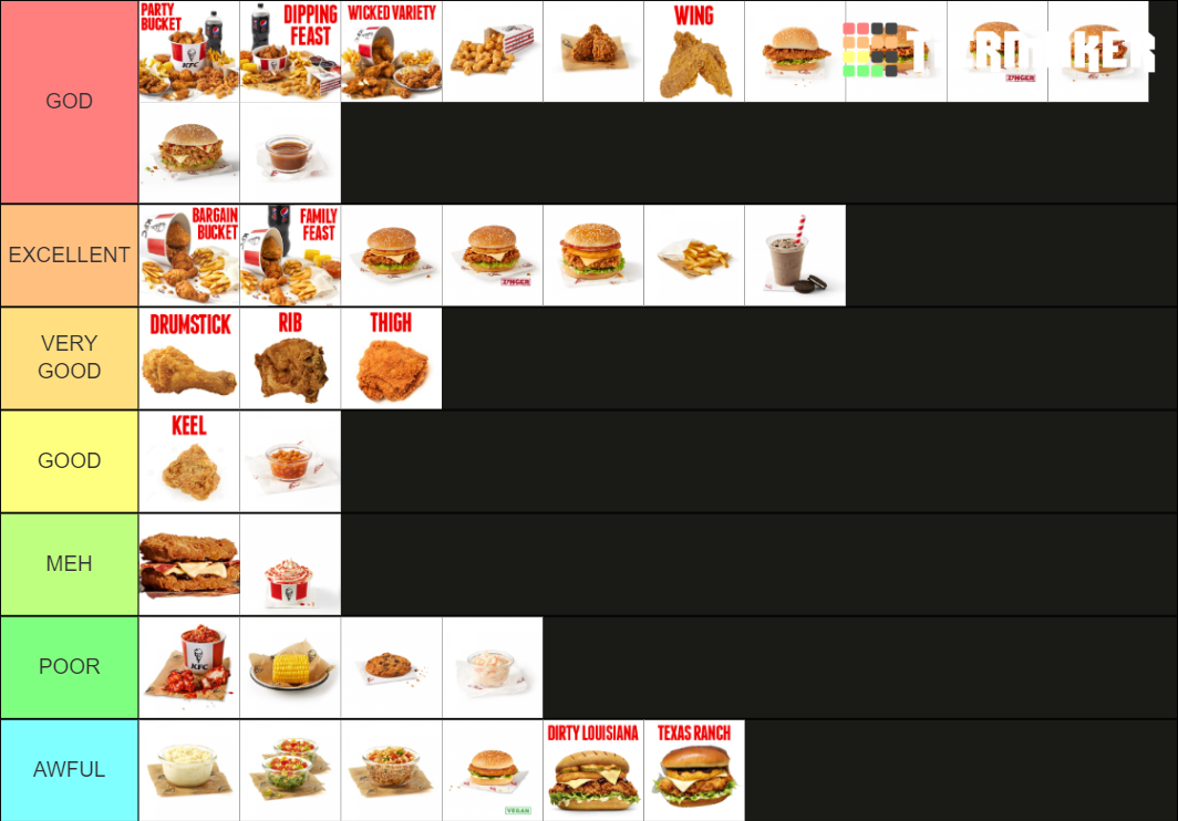 KFC Menu UK Tier List (Community Rankings) - TierMaker