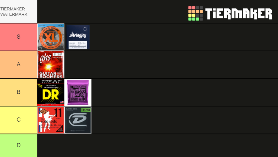 Guitar Strings Tier List Rankings) TierMaker