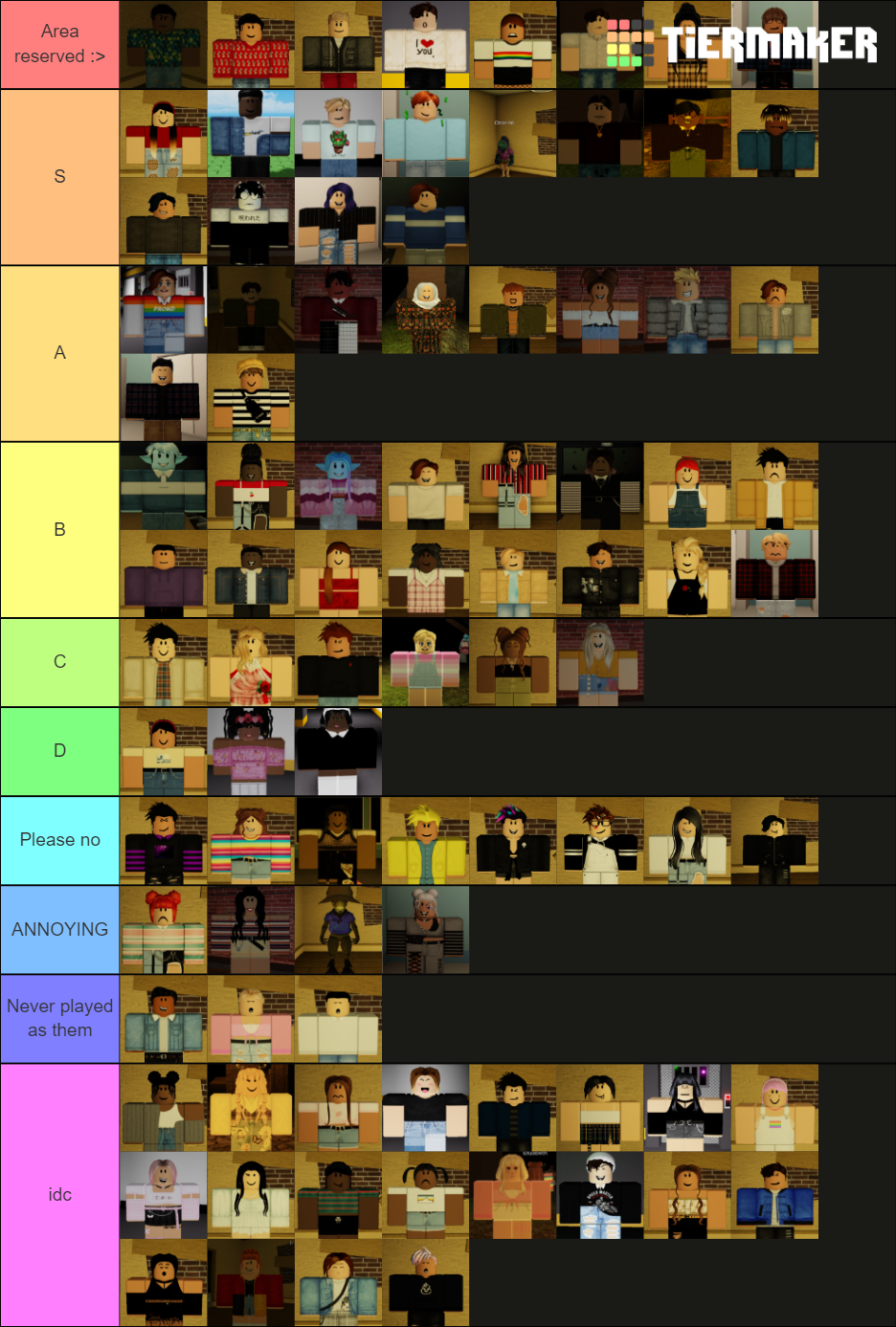 Roblox Flicker Characters (as Of Feb 16th 2021) Tier List (Community ...