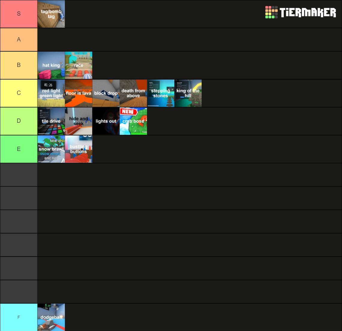 Crab Game Minigame Tier List Rankings) TierMaker